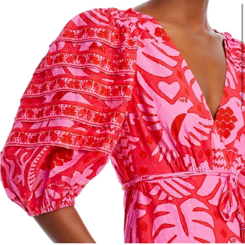 Farm Rio NWOT Jungle Tiered Midi Wrap Dress Size XS - Picture 4 of 8